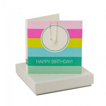 Happy Birthday Card - Heart Necklace Coral and Mint